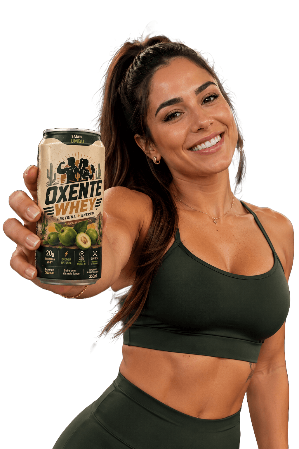 Atleta segurando Oxente Whey