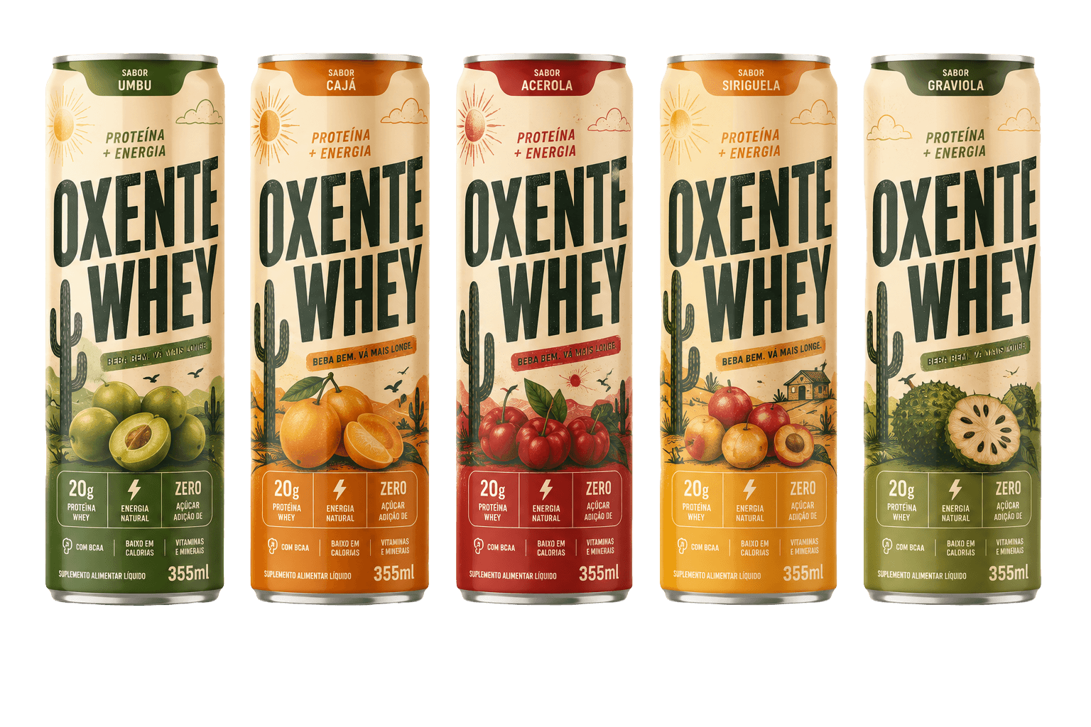 Linha de latas Oxente Whey