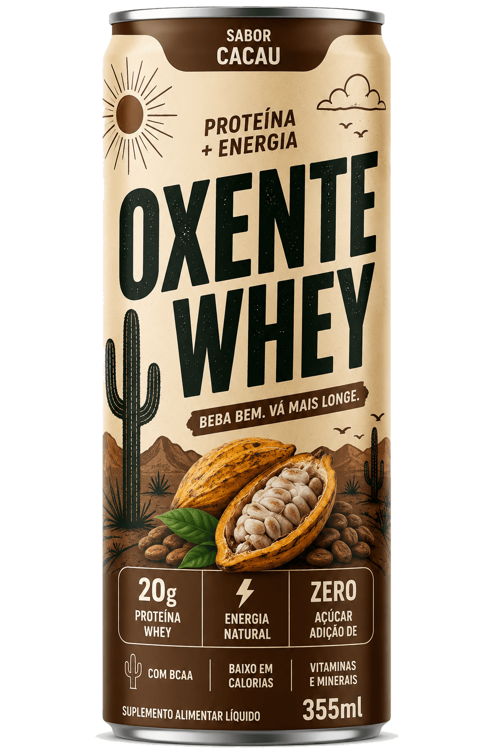 Lata Oxente Whey sabor Cacau